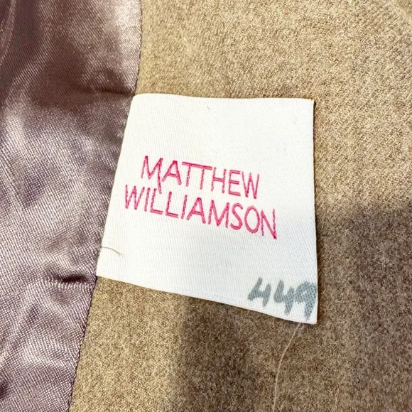 Matthew WilliamsonCamel Color Wool Military Style Coat w/ Paisley Contrast